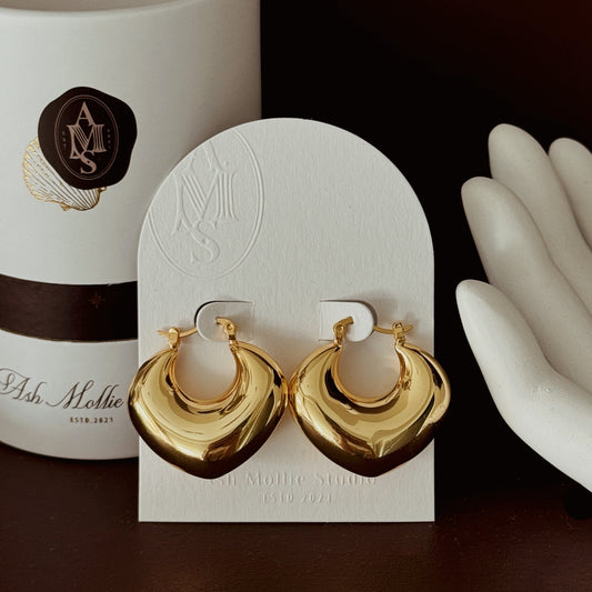 IVA Rounded Teardrop Heart Shape Big Chunky Earrings - ASH MOLLIE STUDIO