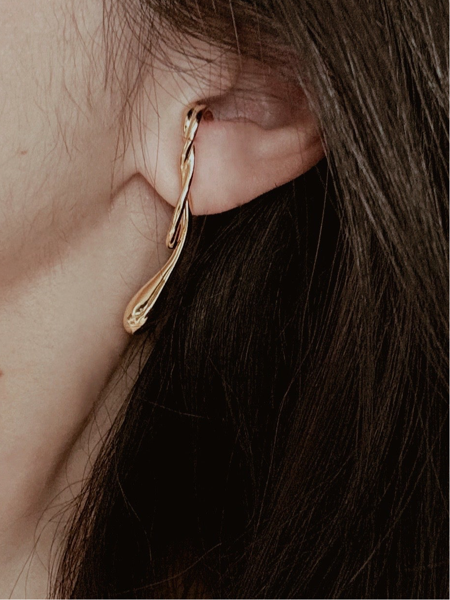 Gold-plated sterling silver drop earrings with uneven design