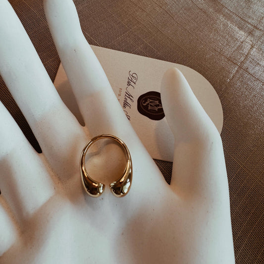 French Vintage Teardrop Gold Statment Ring