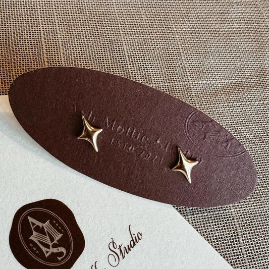 AMS French Vintage Gold Mini Small Sparkles Stars Earrings Studs