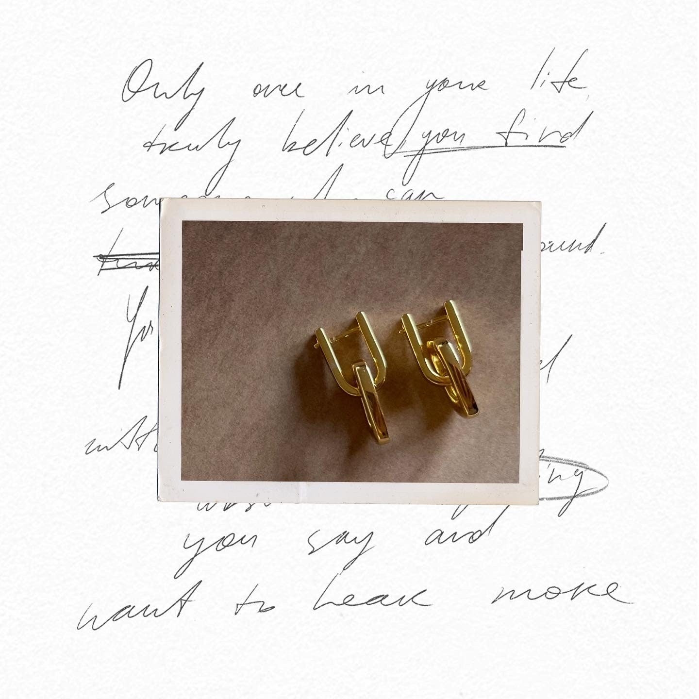 AMS Retangular Double Hoop Gold Earrings