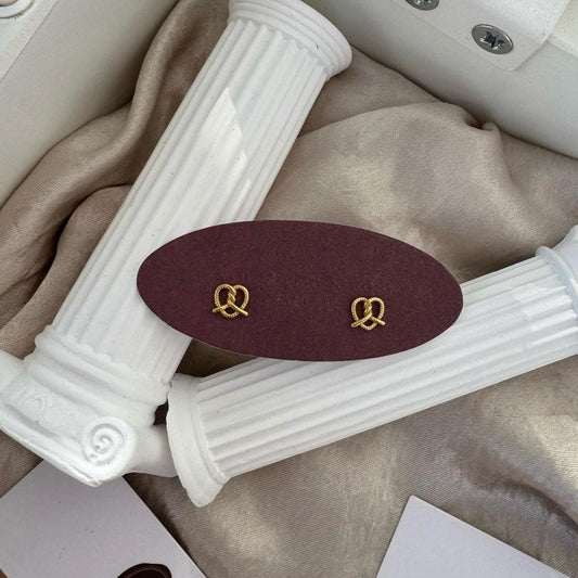 AMS French Vintage Gold Mini Small Pretzel Earrings Studs