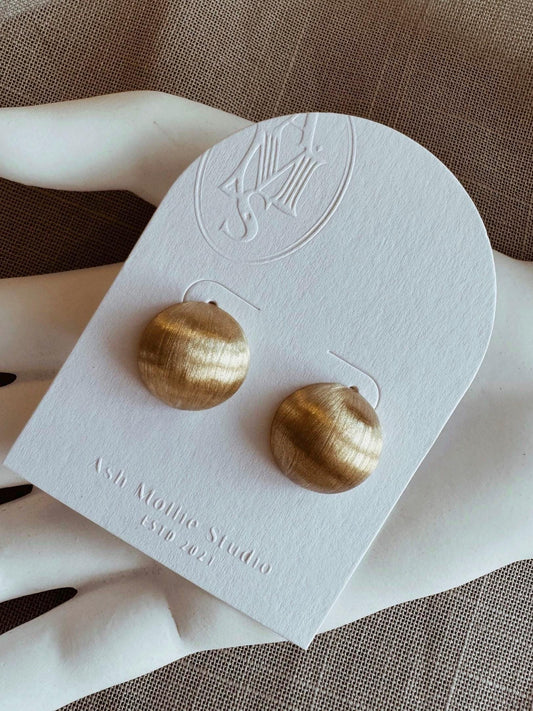 AMS French Vintage Classy Gold Rouded Ball Earrings