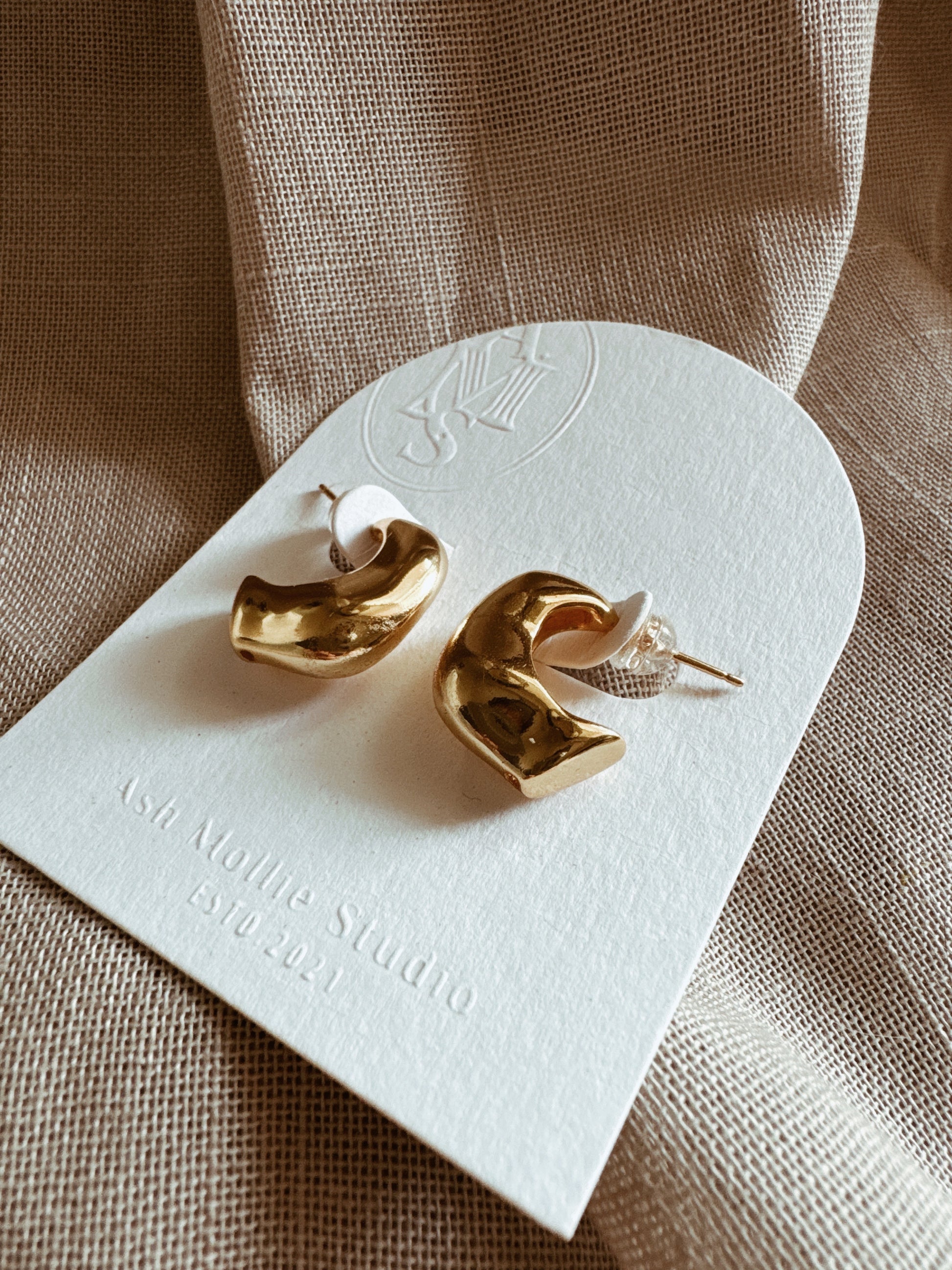 French Vintage Asymmetric Gold Classy Earrings