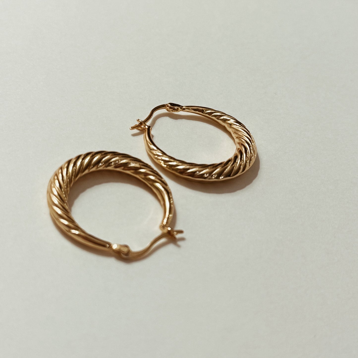 AMS French Vintage Braided Twisted Classy Gold Hoop Earrings