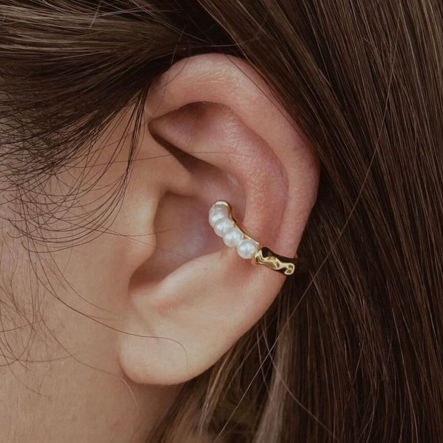 AMS Gold Ear Cuff with Pealrs