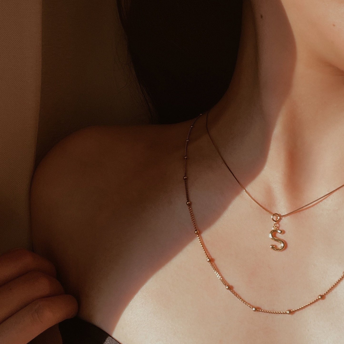 AMS Gold Initial Necklace 