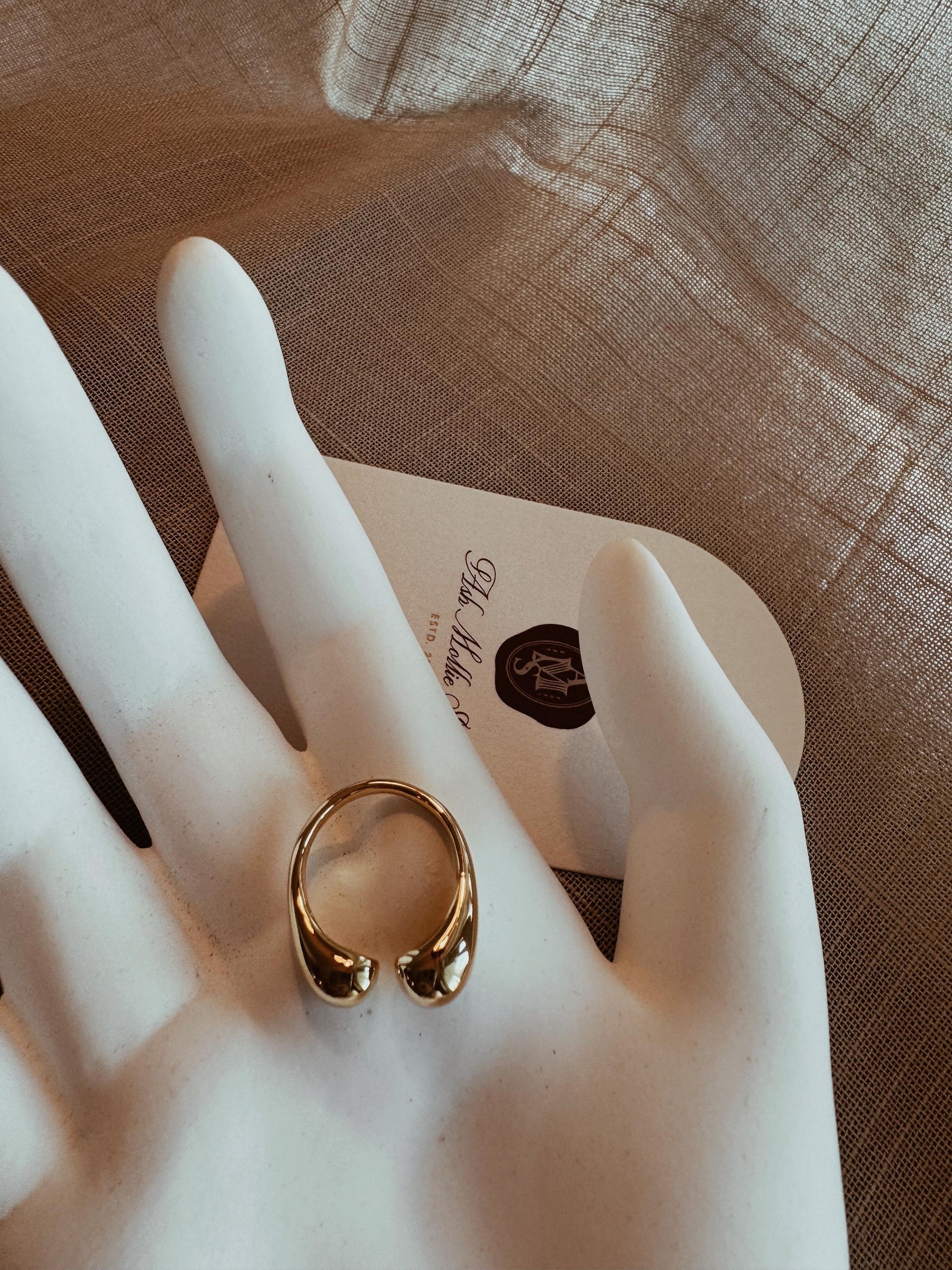 French Vintage Teardrop Gold Statment Ring