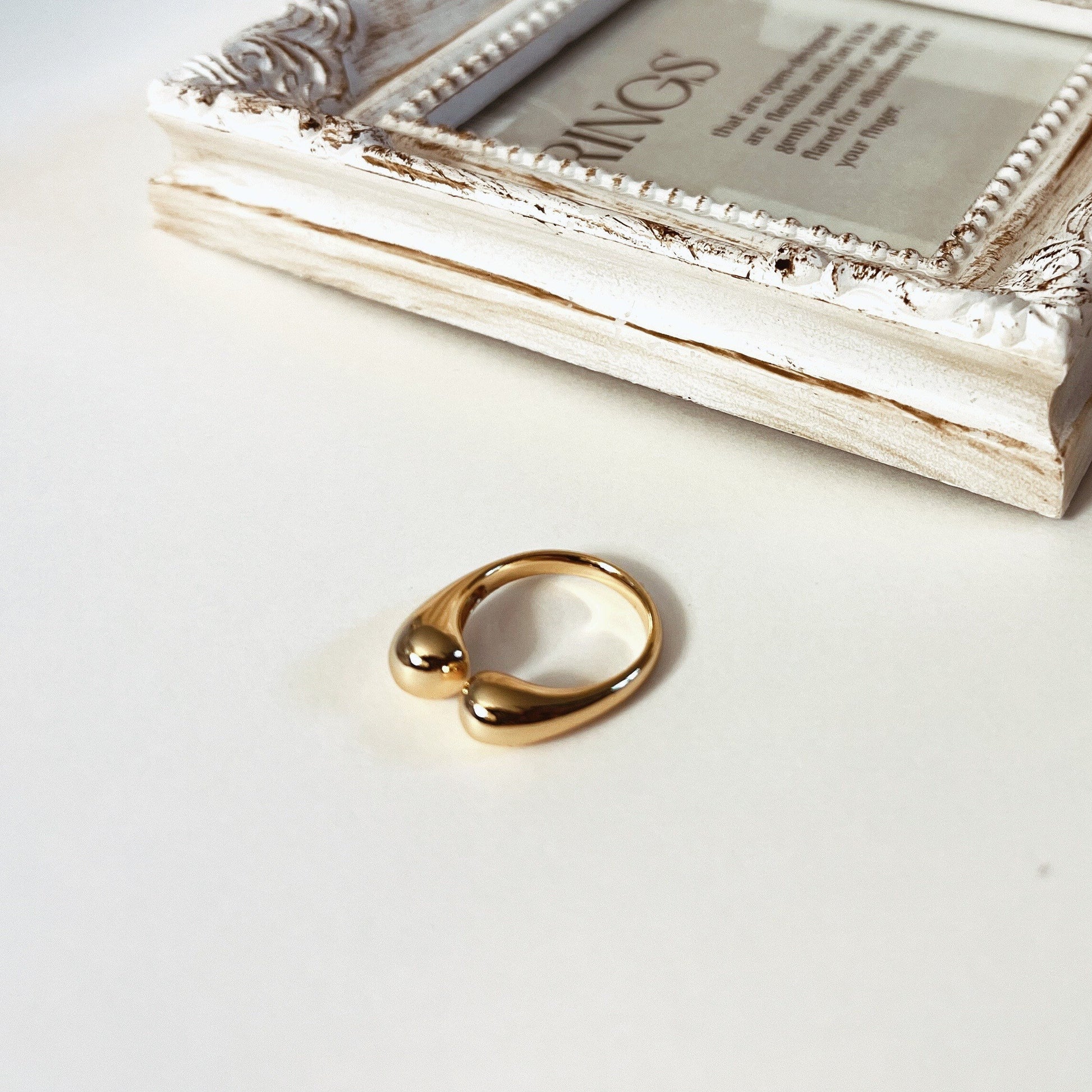 French Vintage Teardrop Gold Statment Ring