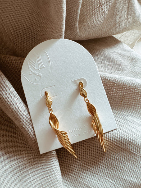 AMS French Vintage Twisted Drop Gold Earrings